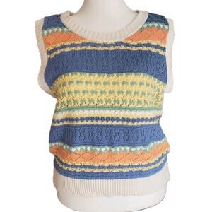 Vigoss XL Sweater Vest Knit Colorblock Retro Fair Isle Cozy XL